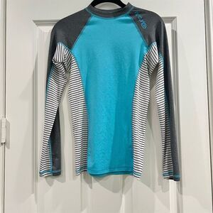 Rip Curl Women's Striped Long Sleeve Rash Guard Swim Top Blue Size S